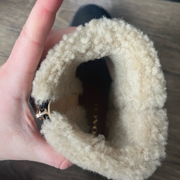 Coach Jane Bootie Womens Size 8 Black Leather Bootie, Sherpa Trim Side Zip NEW - Picture 7 of 16